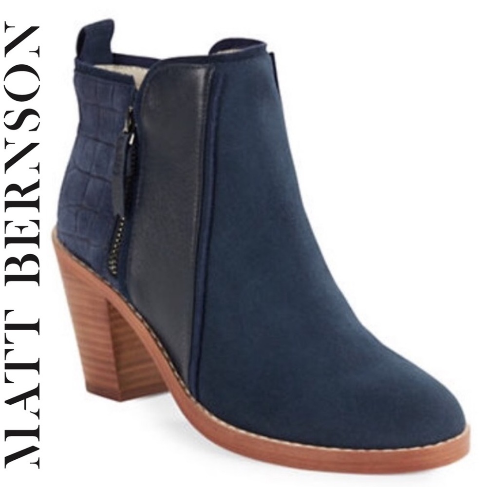 Matt Bernson “Holt” Blue Suede Ankle Boots Size 10